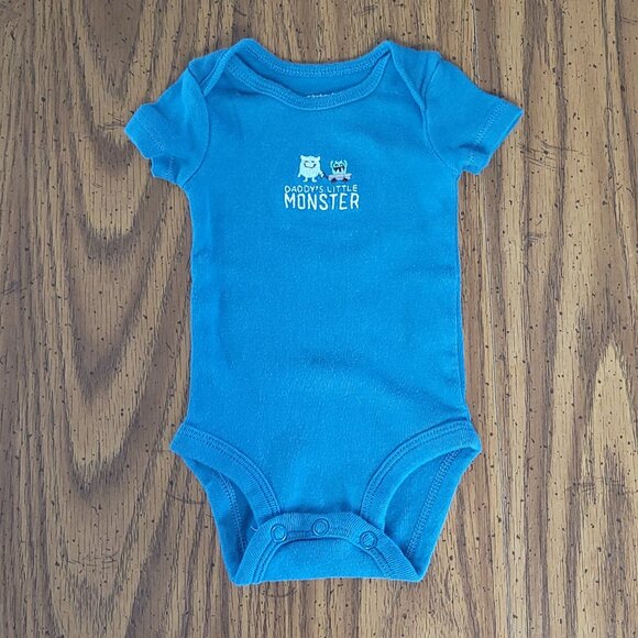 Carter's Boy's "Daddy's Little Monster" Onesie & Gray Pants Size NB - Picture 2 of 8